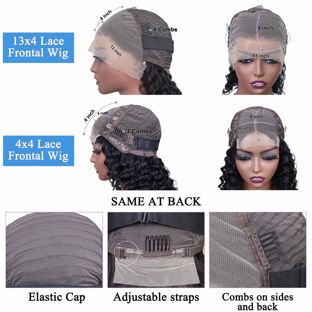 Glamazon 200% Density Curly Bob Wigs Human Hair Deep Wave Bob Wig 13×4 Lace Front Wig Deep Curly Human Hair Wigs Lace Front Wig For Women