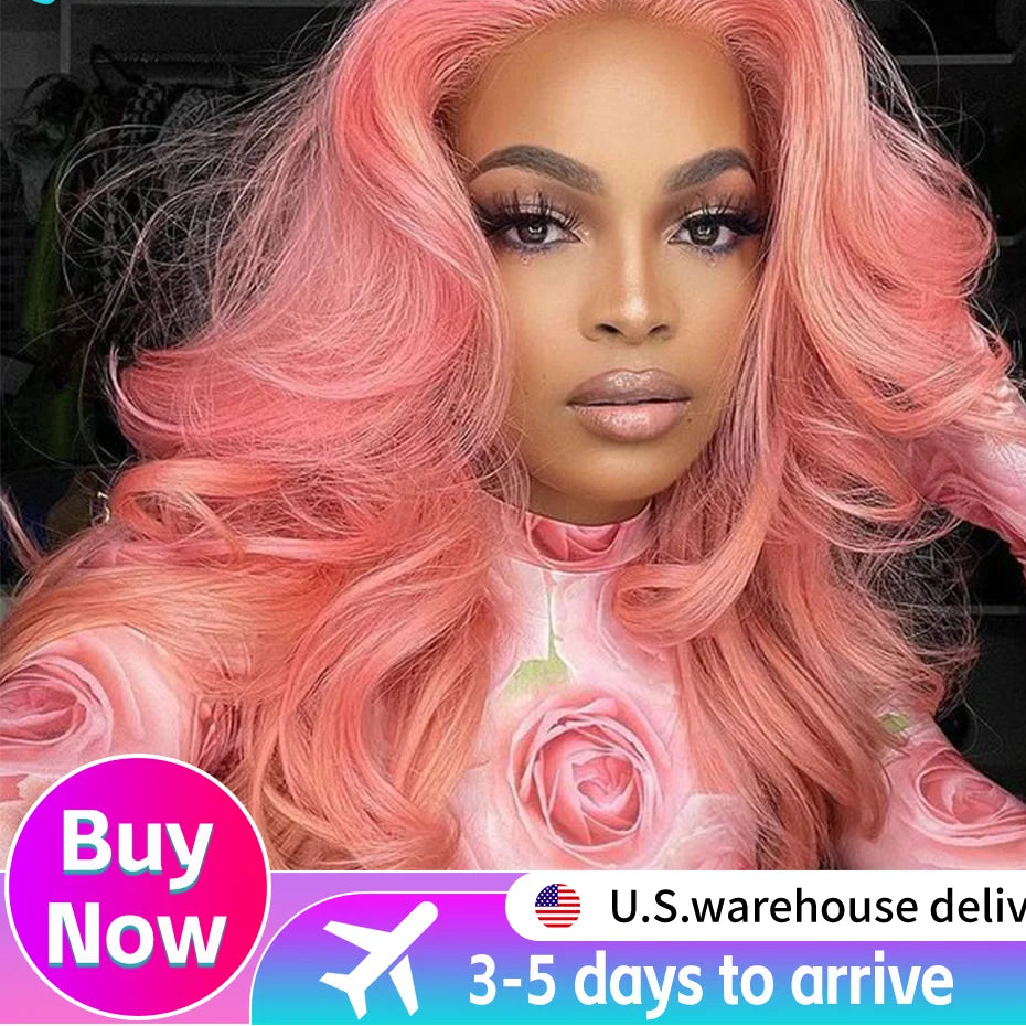 Glamazon 13x4 Body Wave Light Pink Lace Front Wig Brazilian Human Hair Wigs Colored Wig 13x6 Transparent HD Lace Frontal Wigs For Women
