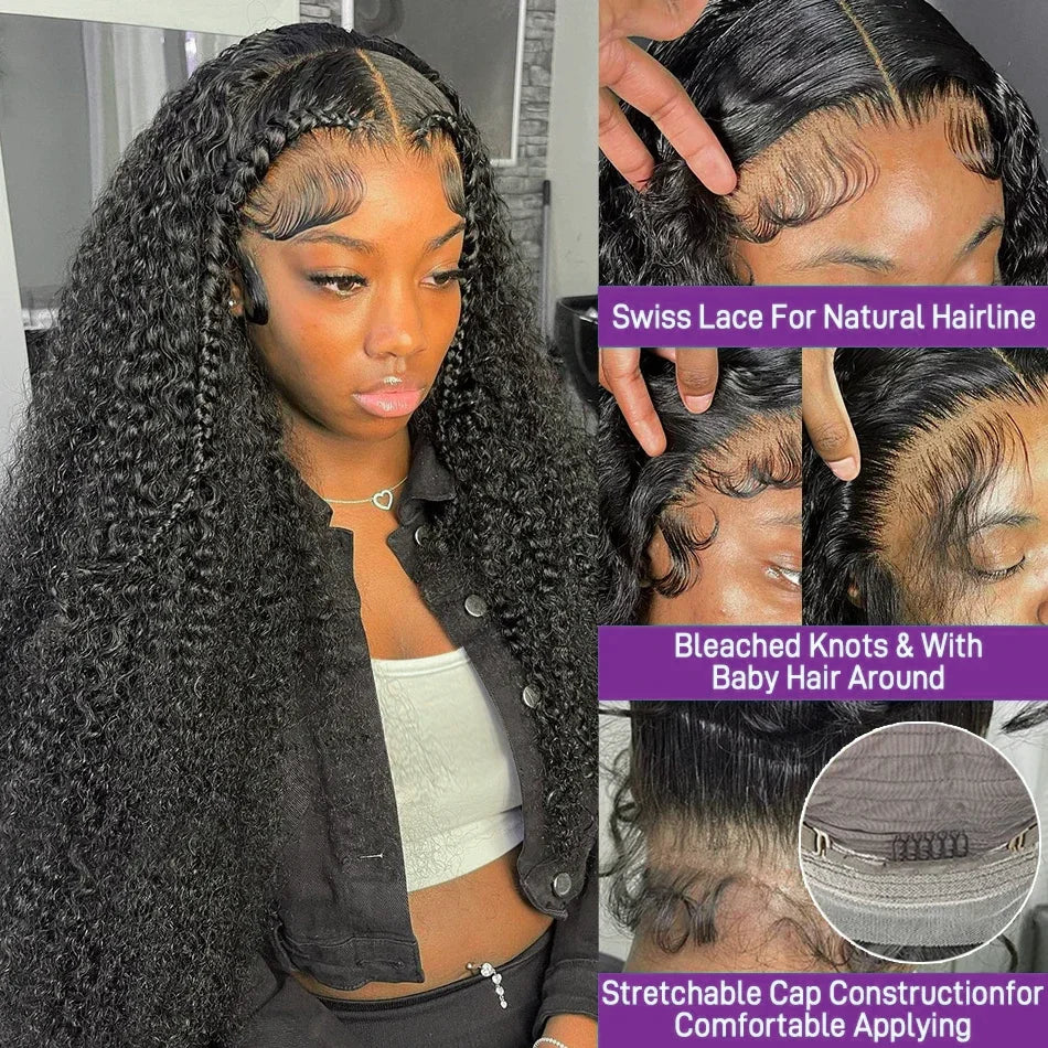 Glamazon  38Inch Deep Wave Frontal Wig Transparent 13x4 13x6 HD Lace Frontal Human Hair Wigs Curly Human Hair Lace Frontal Wigs For Women
