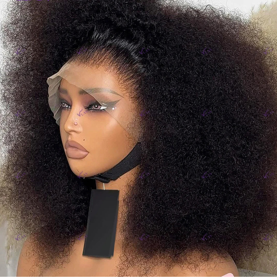 Glamazon 450 Density Glueless Wig Human Hair Afro Kinky Curly 13×6 HD Lace Frontal Wig 360 HD Transparent Lace Wig Human Hair Wear And Go