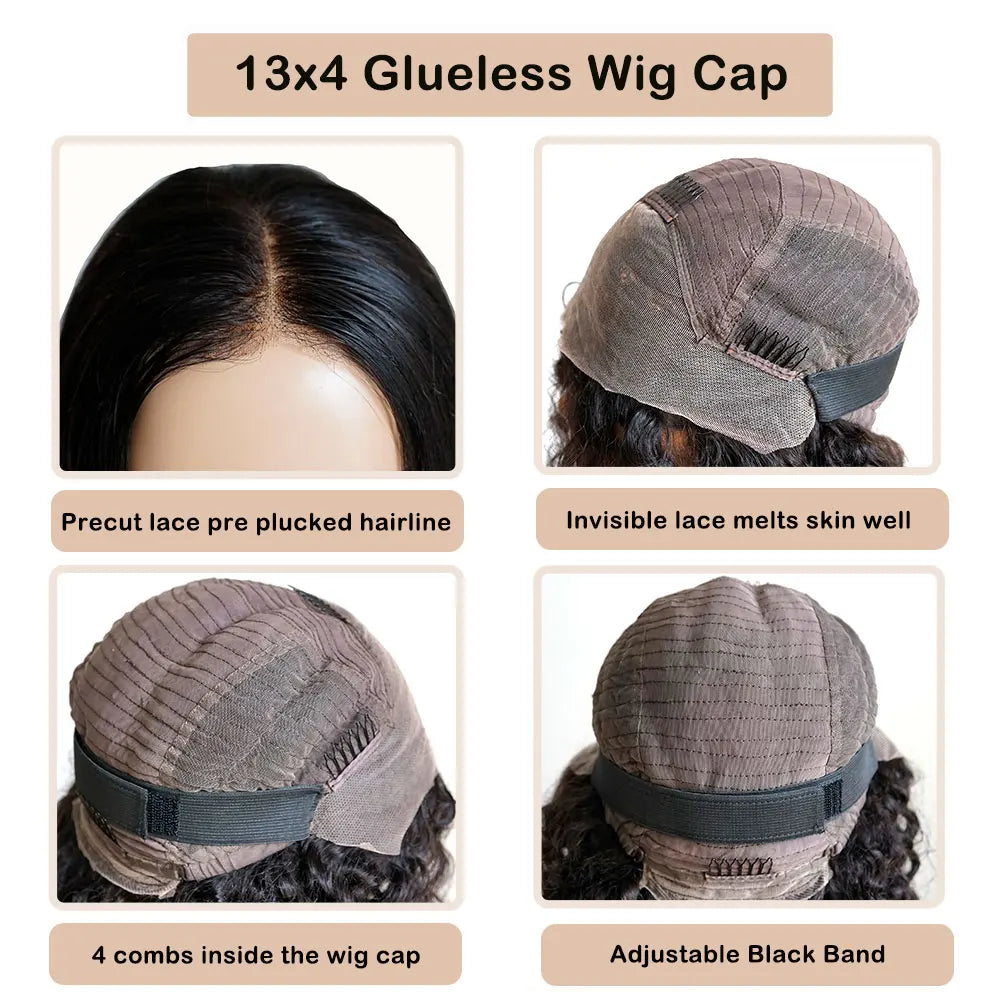Glamazon Lagos Hairline Body Wave 250% Natural Black Color 13x4 Lace Frontal Glueless Wigs Human Hair Pre Plucked Woman Wigs