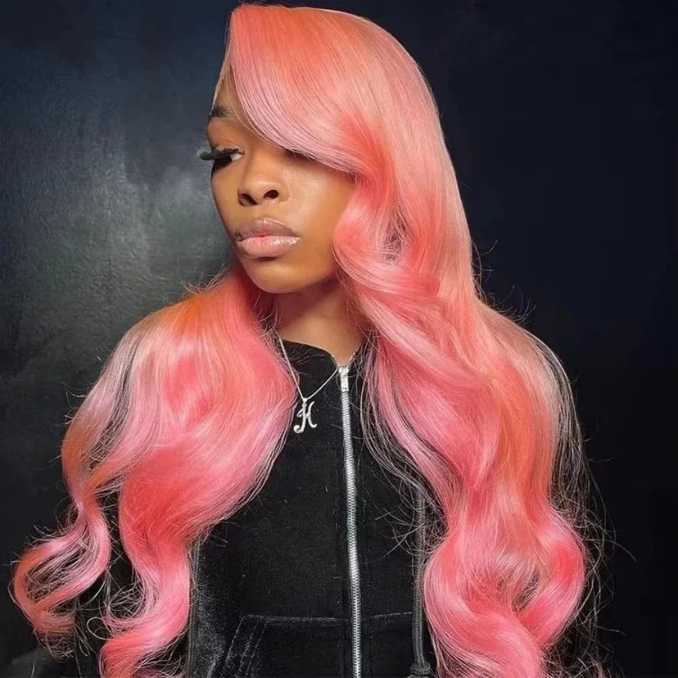 Glamazon 13x4 Body Wave Light Pink Lace Front Wig Brazilian Human Hair Wigs Colored Wig 13x6 Transparent HD Lace Frontal Wigs For Women