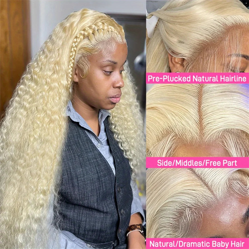 Glamazon 613 Honey Blonde 13x6 HD Lace Frontal Wig Human Hair Curly 30 inch Deep Wave Brazilian Colored 13x4 Lace Front Wigs For Women
