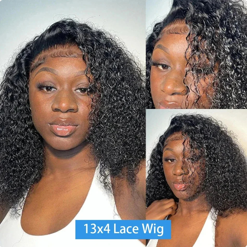 Glamazon 200% Density Curly Bob Wigs Human Hair Deep Wave Bob Wig 13×4 Lace Front Wig Deep Curly Human Hair Wigs Lace Front Wig For Women
