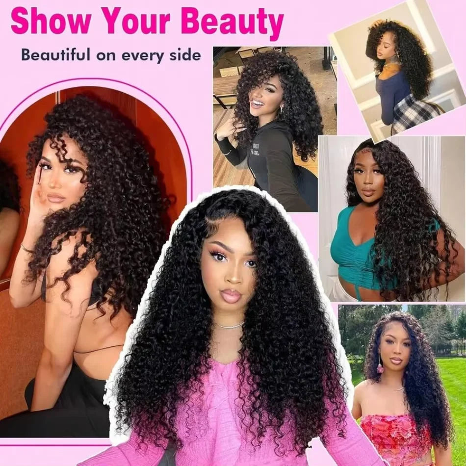 Glamazon Burmese Curly Human Hair 13x6 13x4 Transparent HD Lace Front Wig 7x6 HD Lace Pre Plucked Wig For Women 40 42 Inches Remy Hair Natural Color Wigs