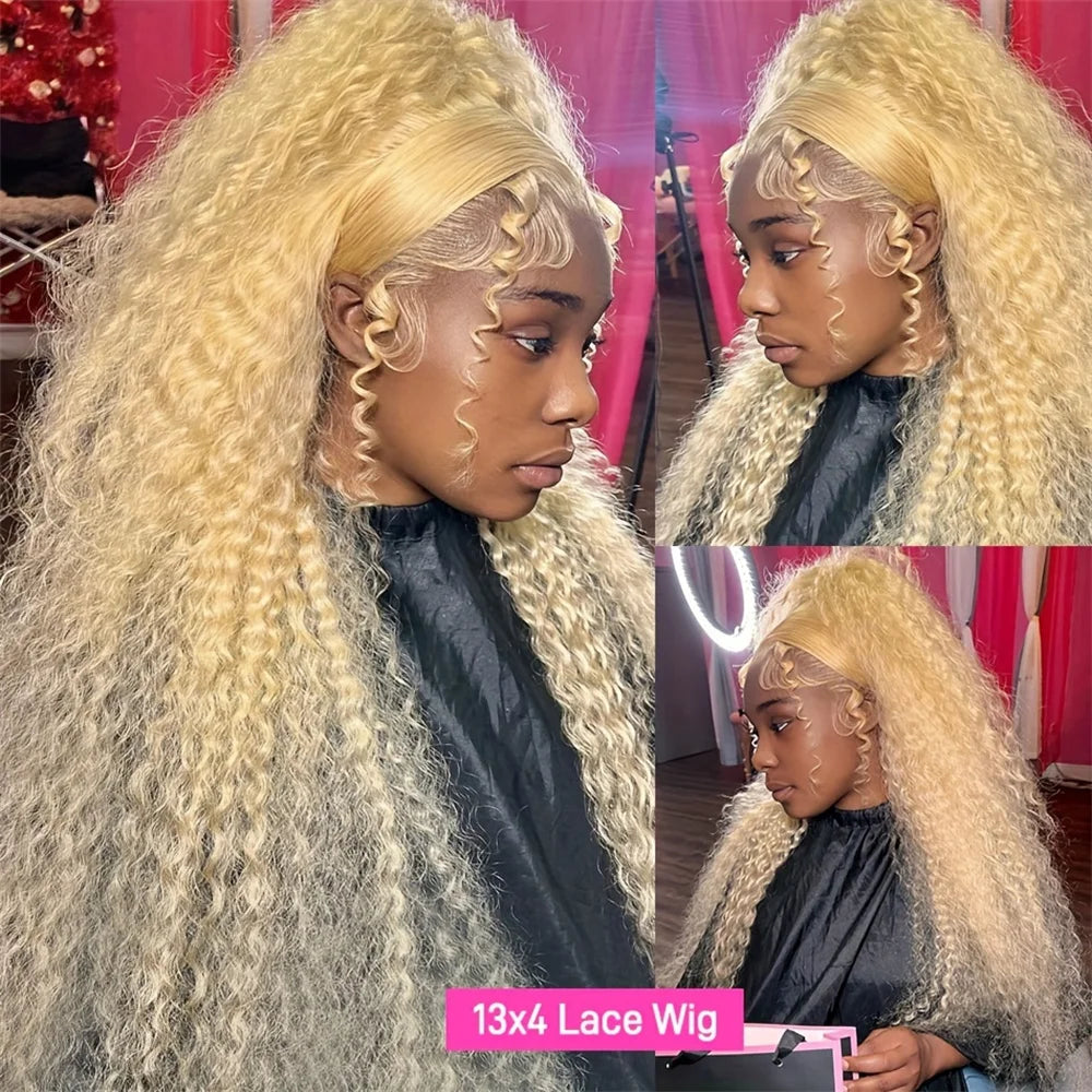 Glamazon 613 Honey Blonde 13x6 HD Lace Frontal Wig Human Hair Curly 30 inch Deep Wave Brazilian Colored 13x4 Lace Front Wigs For Women