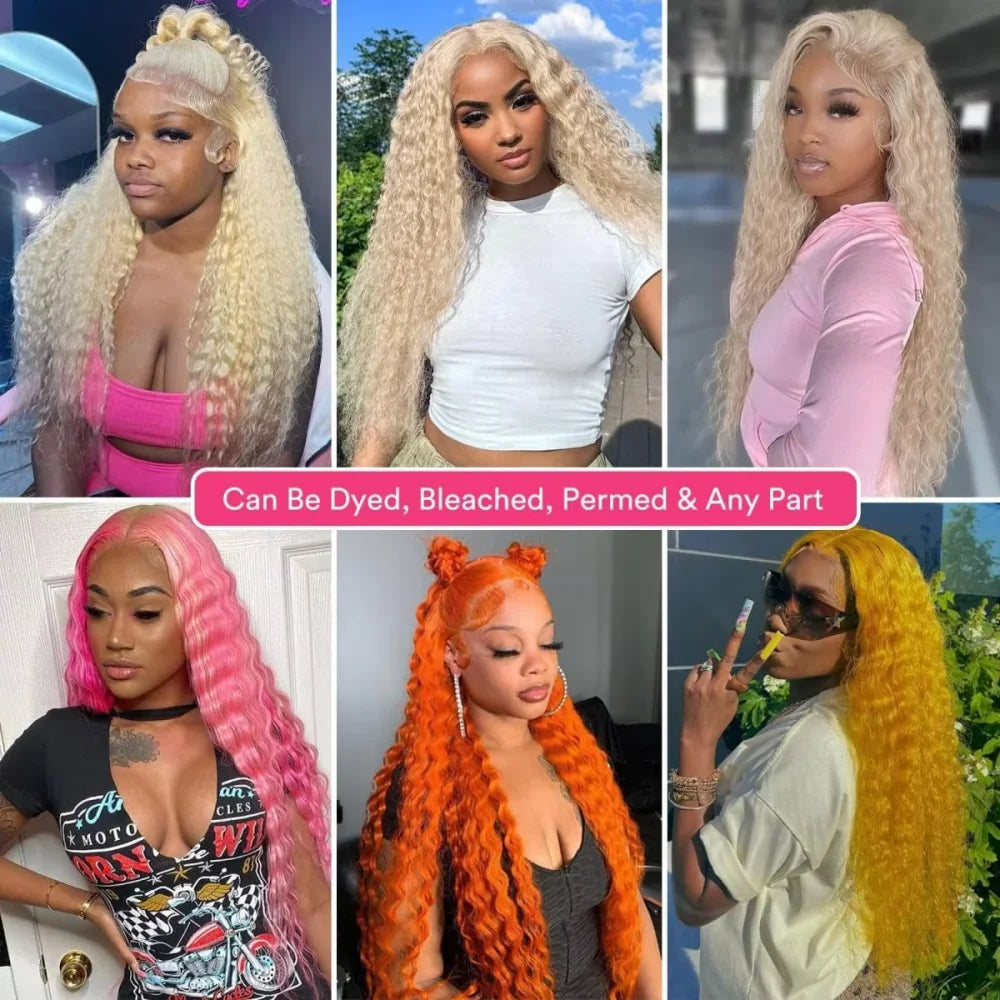 Glamazon 613 Honey Blonde 13x6 HD Lace Frontal Wig Human Hair Curly 30 inch Deep Wave Brazilian Colored 13x4 Lace Front Wigs For Women