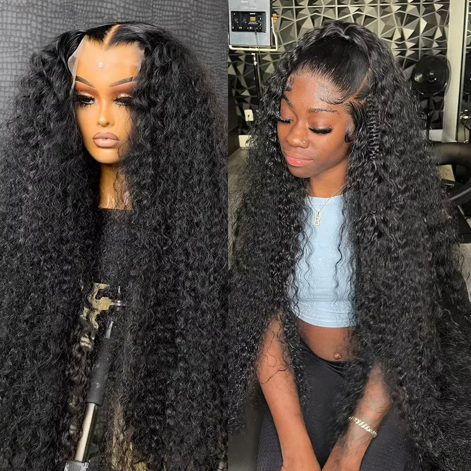Glamazon  38Inch Deep Wave Frontal Wig Transparent 13x4 13x6 HD Lace Frontal Human Hair Wigs Curly Human Hair Lace Frontal Wigs For Women
