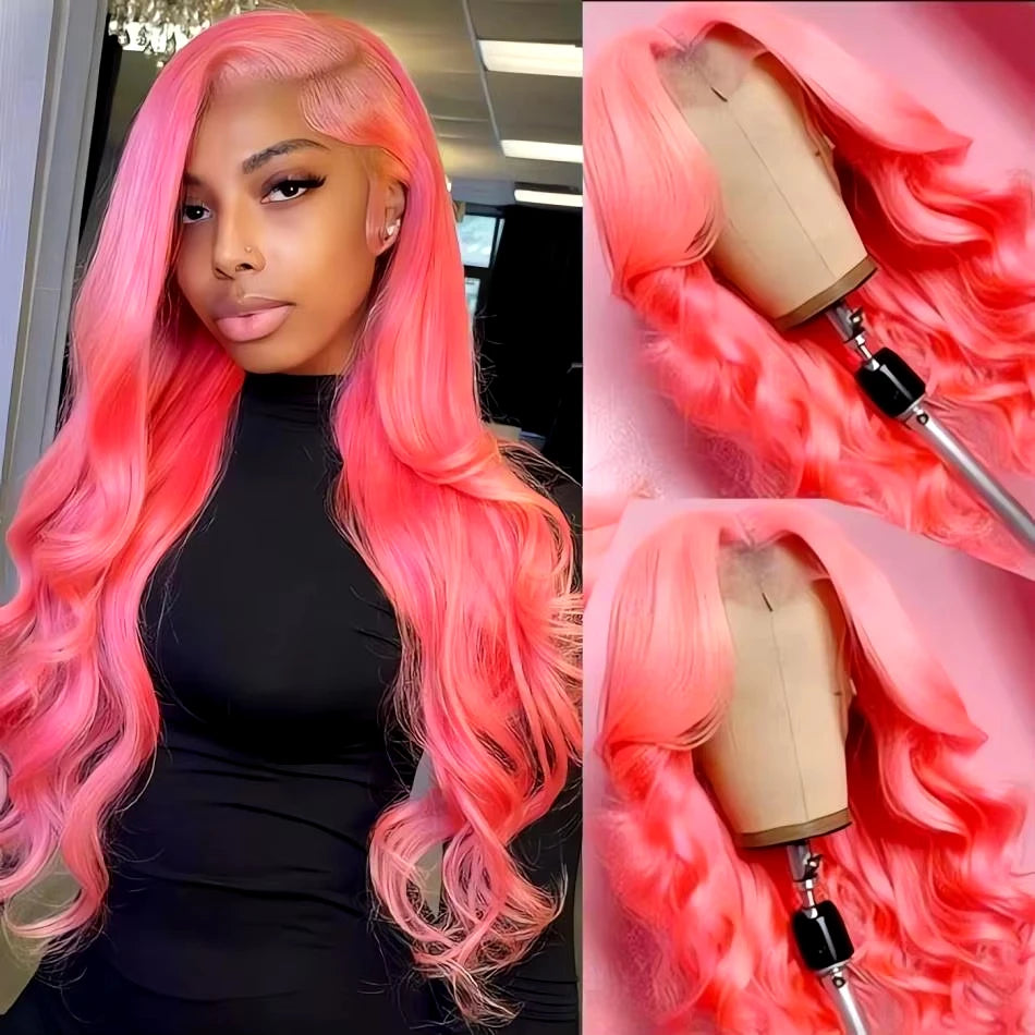 Glamazon 13x4 Body Wave Light Pink Lace Front Wig Brazilian Human Hair Wigs Colored Wig 13x6 Transparent HD Lace Frontal Wigs For Women